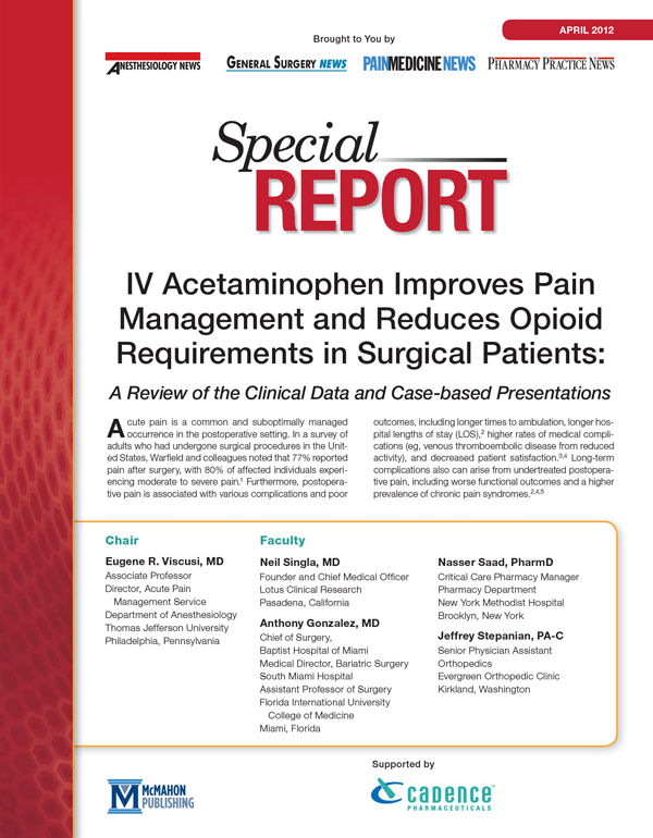 IV Acetaminophen Improves Pain Management and Reduces Opioid